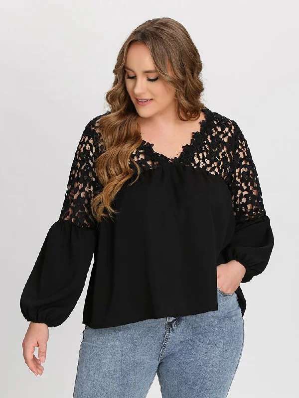 V-Neck Lace Blouse