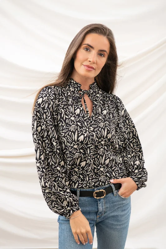 Grace Blouse - Black Floral