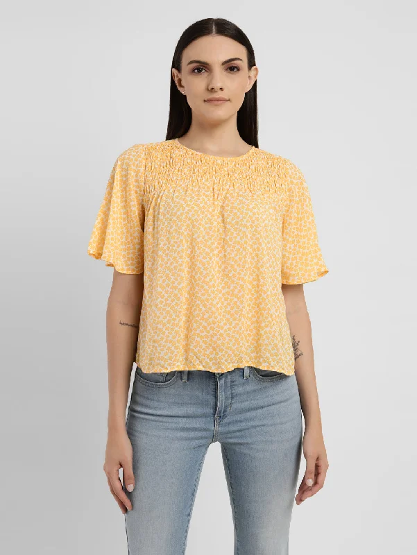 Women's Floral Print Round Neck Top