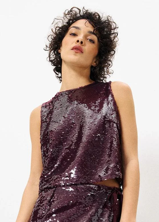 Angeline Sequin Tank - Bordeaux