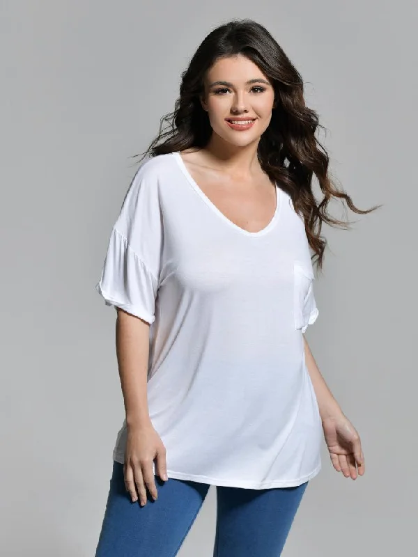 V-Neck Pocket Loose T-Shirt