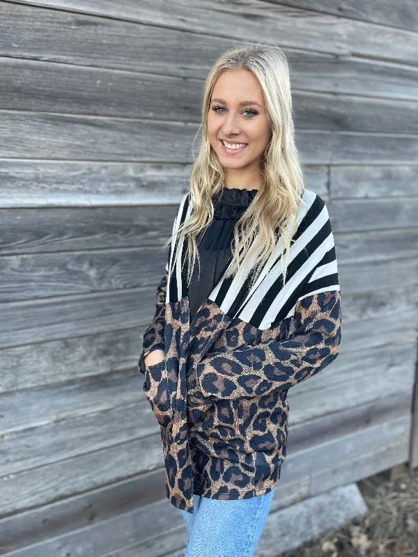 Striped Cheetah Cardigan