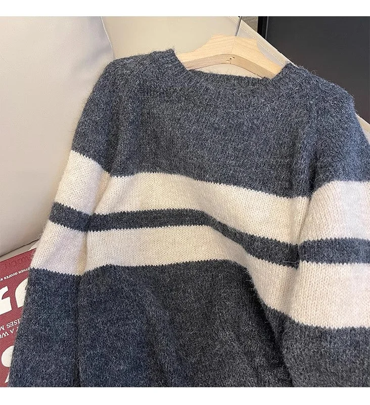 Striped sweater for women new soft knitted top      S4892