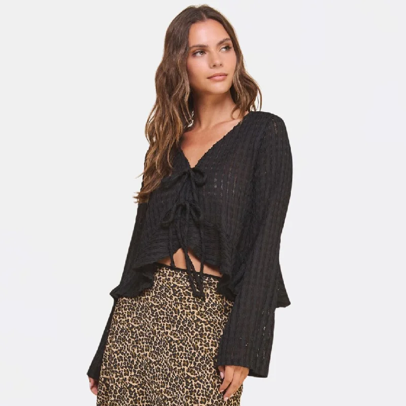 Grazia Front Tie Top (Black)