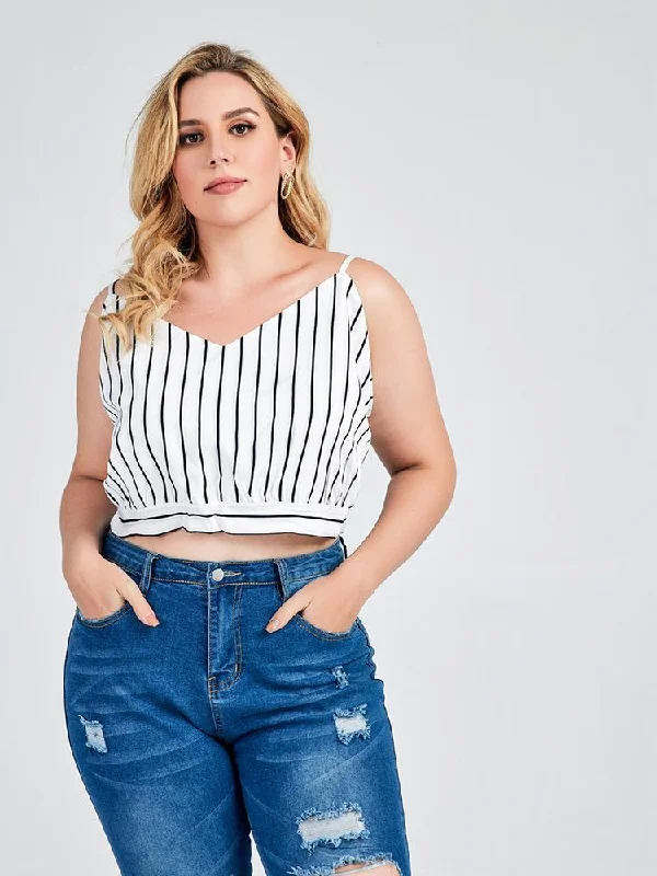 Striped Knotted Backless Camis