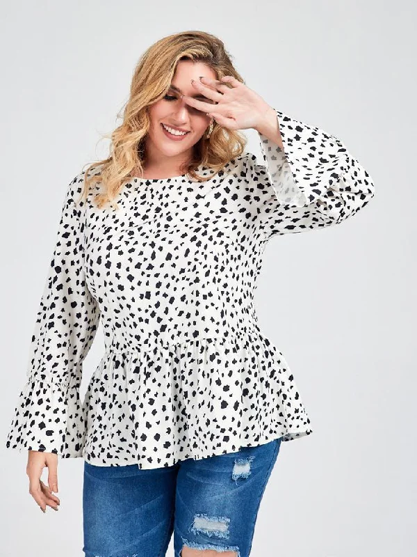 Ditsy Printed Ruffle Hem Blouse