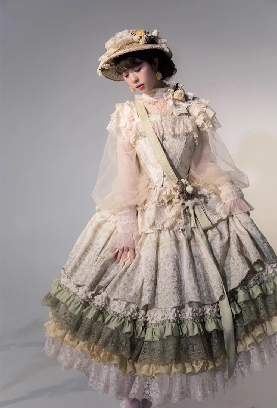 ZJstory~14-line Poem Set~Classic Lolita Separate Dress Set Tiered Ruffles Skirt