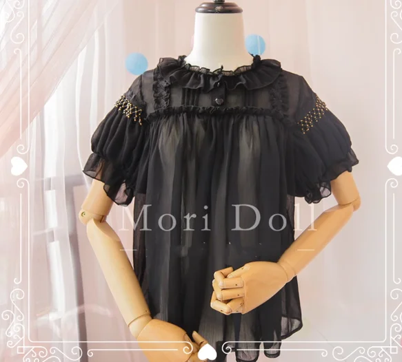 Mori Doll~Daily Lolita Puff Sleeve Short Sleeve Shirt