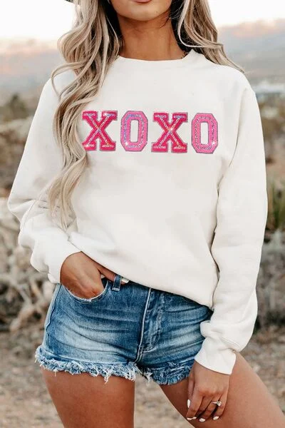 TastyHottie - XOXO Round Neck Long Sleeve Sweatshirt