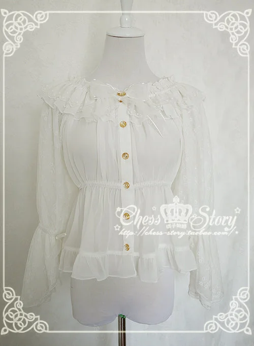 Chess Story~Le Printemps~Sweet Lolita Blouse Chiffon Multicolor