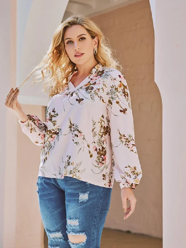 Floral Printed V-neck Blouse