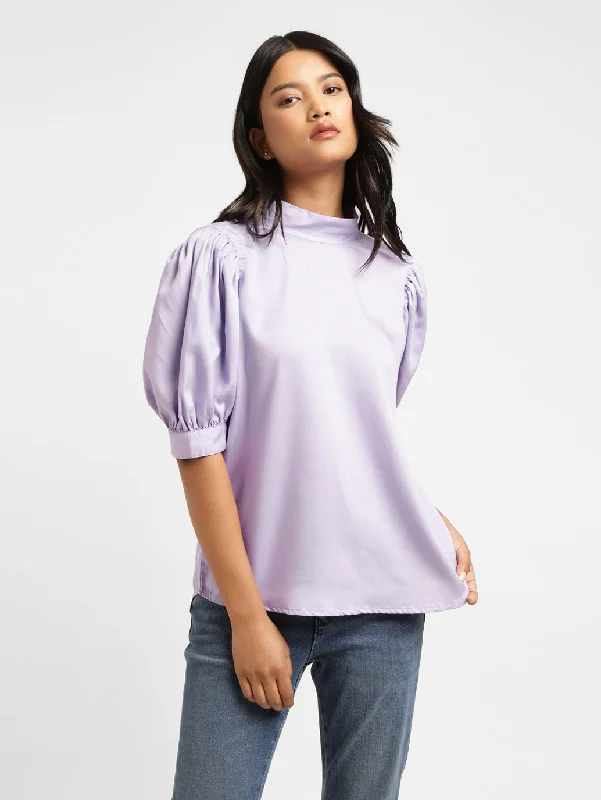 Women's Solid High Neck Top