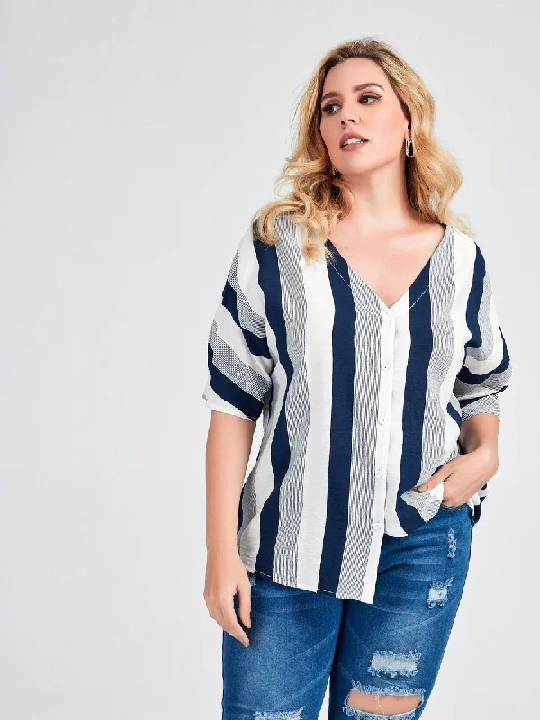 Stripe Button Up Blouse