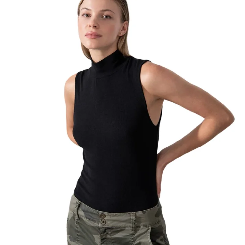 Essential Sleeveless Mock Neck (Black)