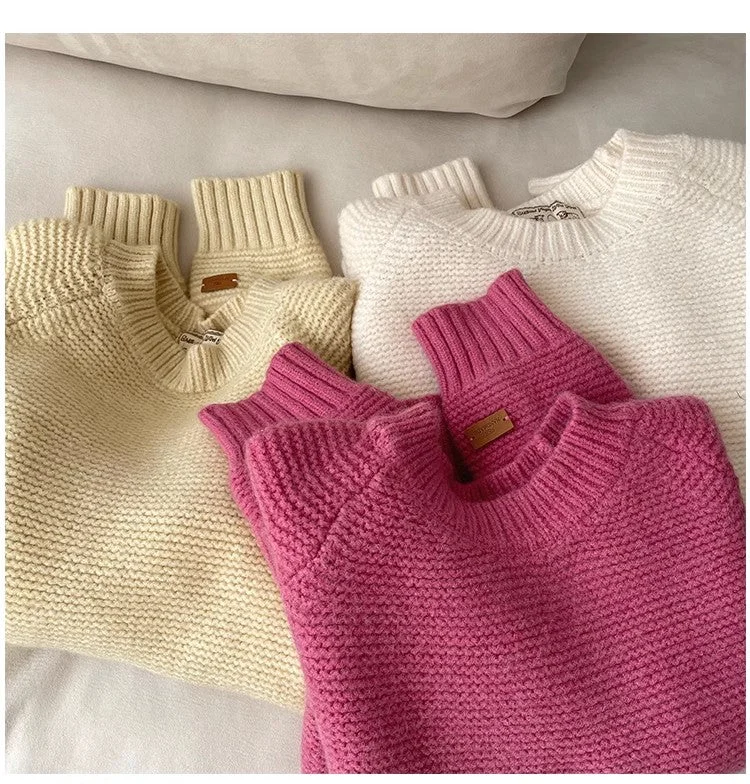 Women's round neck sweater soft long-sleeved sweater trendy     S4870