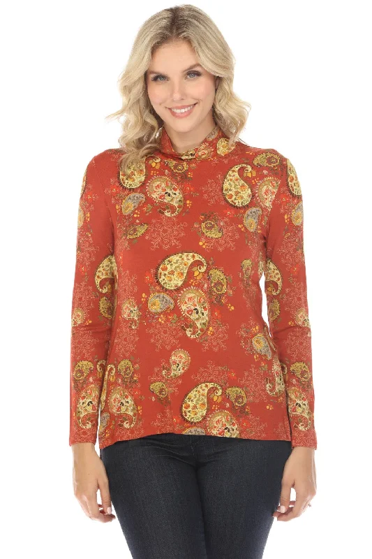 Johnny Was The Janie Favorite Paisley Mock Neck Tee T15423 Boho Chic