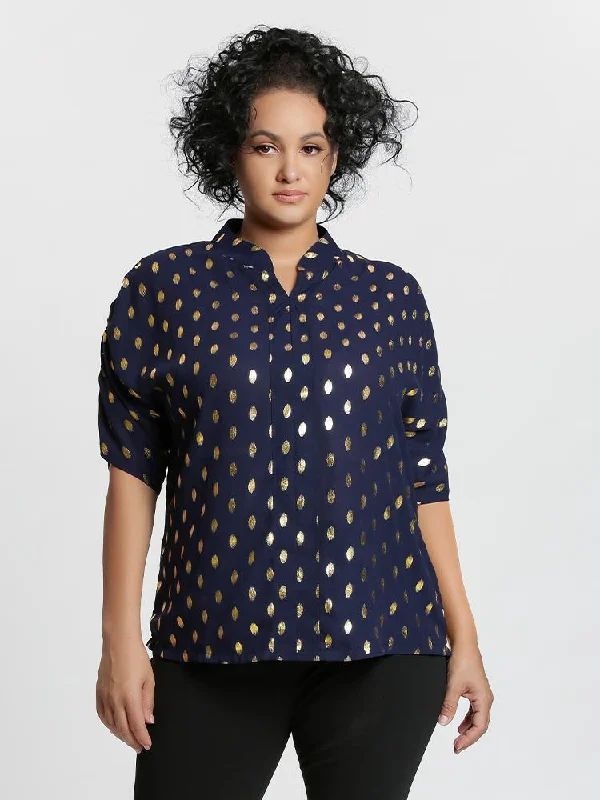 Gilding Ruched Sleeve Blouse