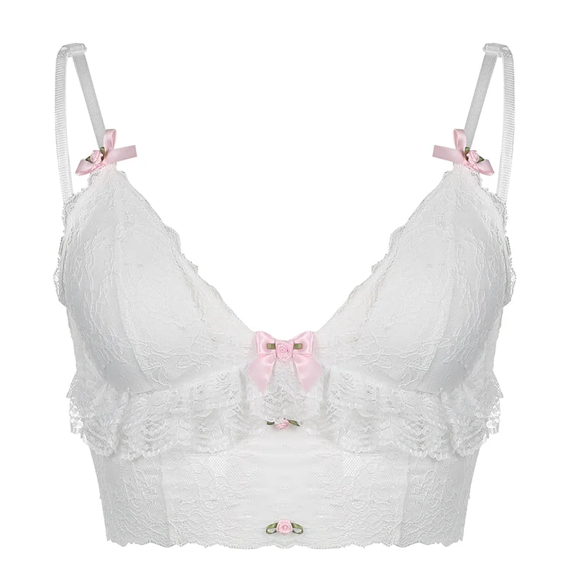 Bow Lace White Camisole PL52823