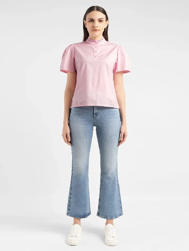 Women's Self Pink Band Neck Top