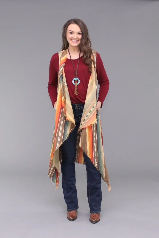 Long Serape/ Plaid Fringe Vest