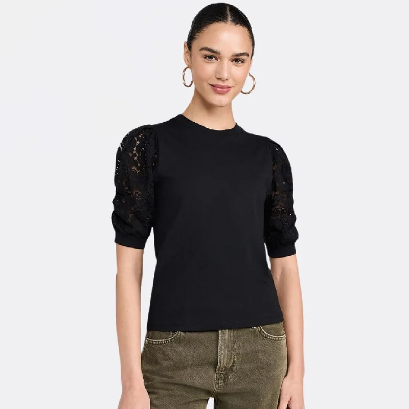 Lace Sleeve Frankie Tee (Black)