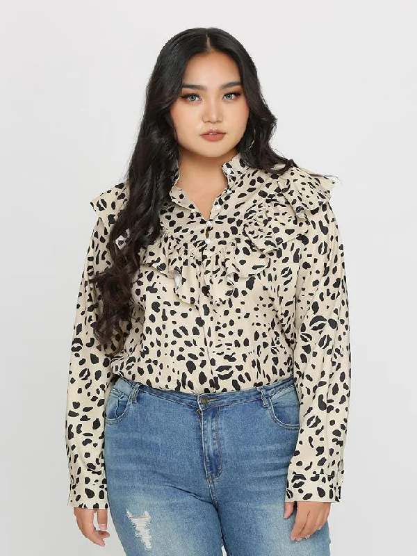 Leopard Ruffle Blouse