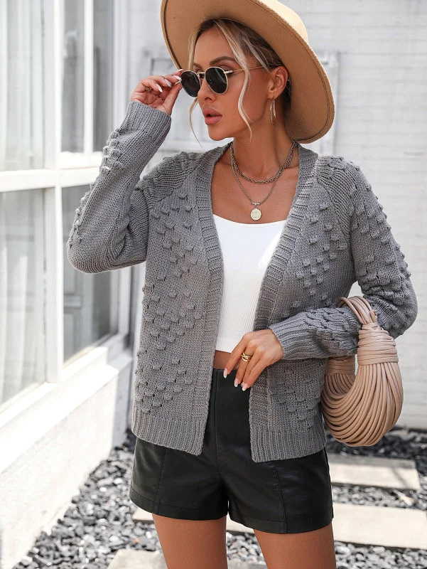 Women's Knitted Three Dimensional Pattern Open Front Cardigan