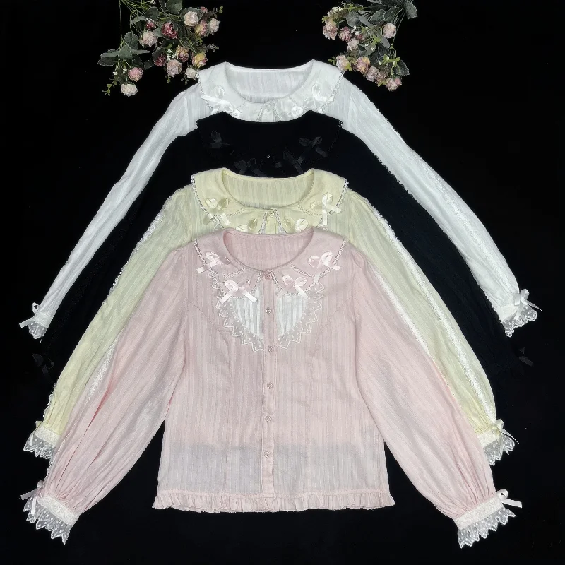 DMFS Lolita~Shank Lollipop~Cotton Lolita Blouse Doll Collar Bow Sweet Inner Top