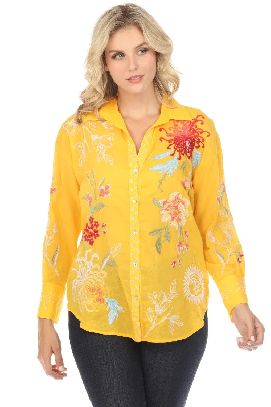 Johnny Was Workshop Malory Relaxed Seamed Shirt W10724 Boho Chic