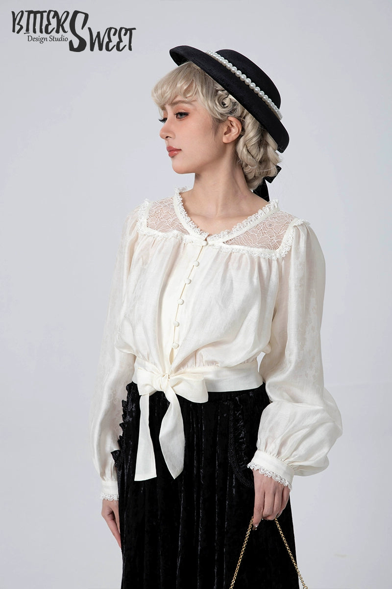 Bitter Sweet~Light Summer~Elegent Lolita Shirt Silk Patchwork Blouse