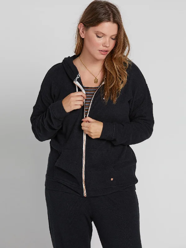 Lived In Lounge Plus Size Zip Up - Black