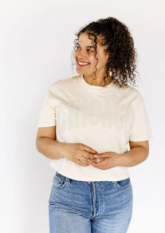 Chicago Collegiate Puff Crop Tee – Ivory