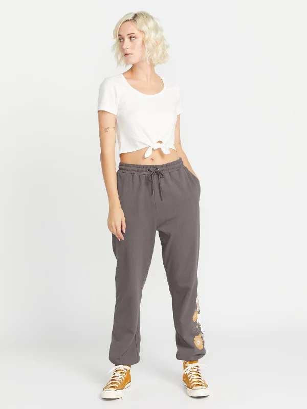 Truly Stoked Elastic Waist Fleece Pants - Slate Grey