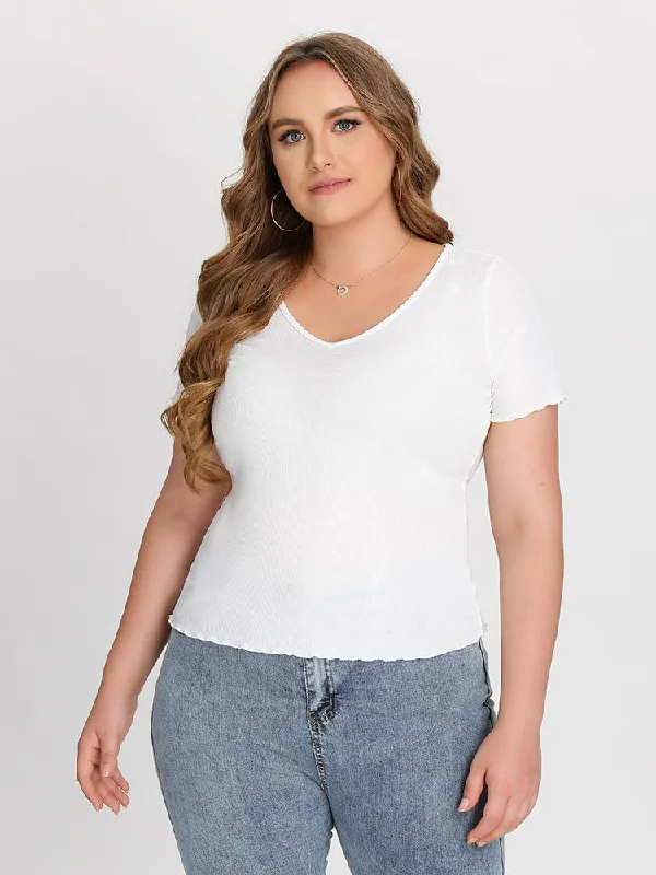 Basic Frill Trim T-shirt