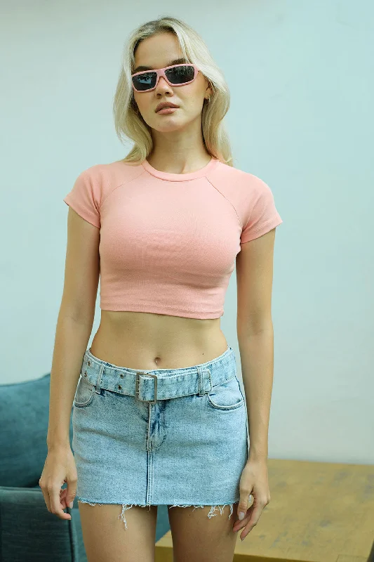 Barley Pink Ribbed Heavyweight Baby Tee