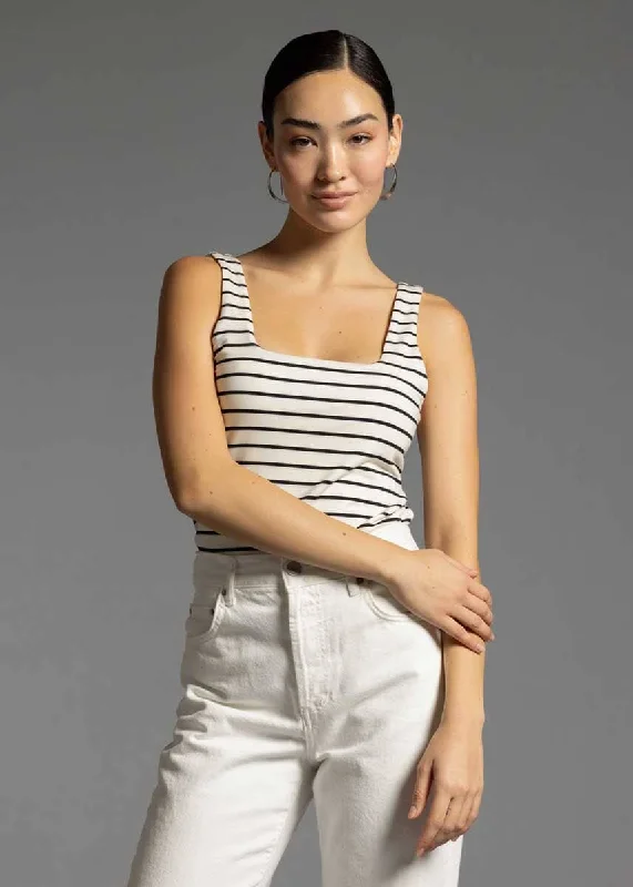 Tessa Tank - Black & White Riviera Stripe